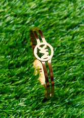 Luxe MK Style Stainless Steel Bangle – Elegant Gold-Tone Bracelet for Women